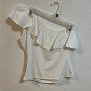 White Off-Shoulder Ruffle Top